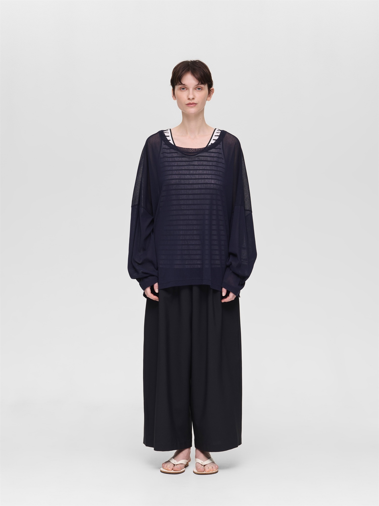 mesh long slv wide T | 1-210062