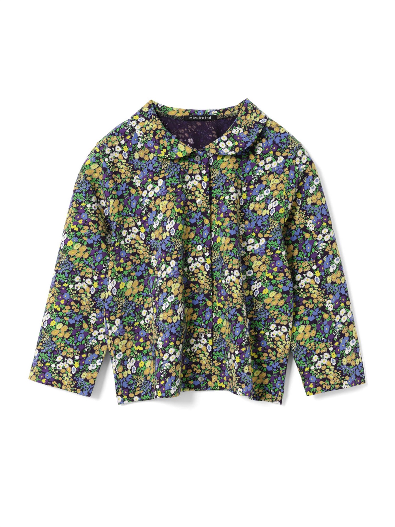 flower print round collar C/D | 1-210084(navy 77-Free)