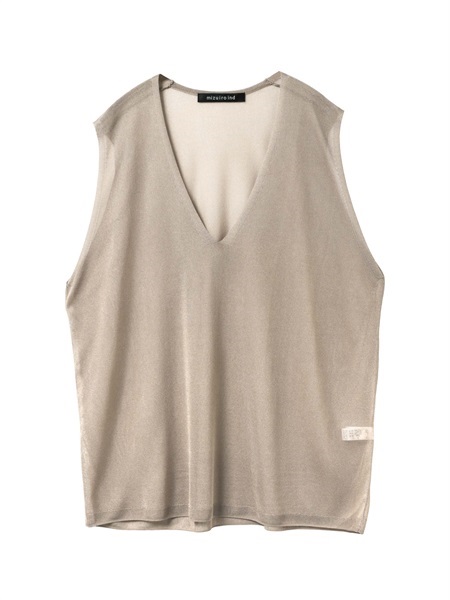 sheer deep V neck vest | 1-220055(beige 20-Free)
