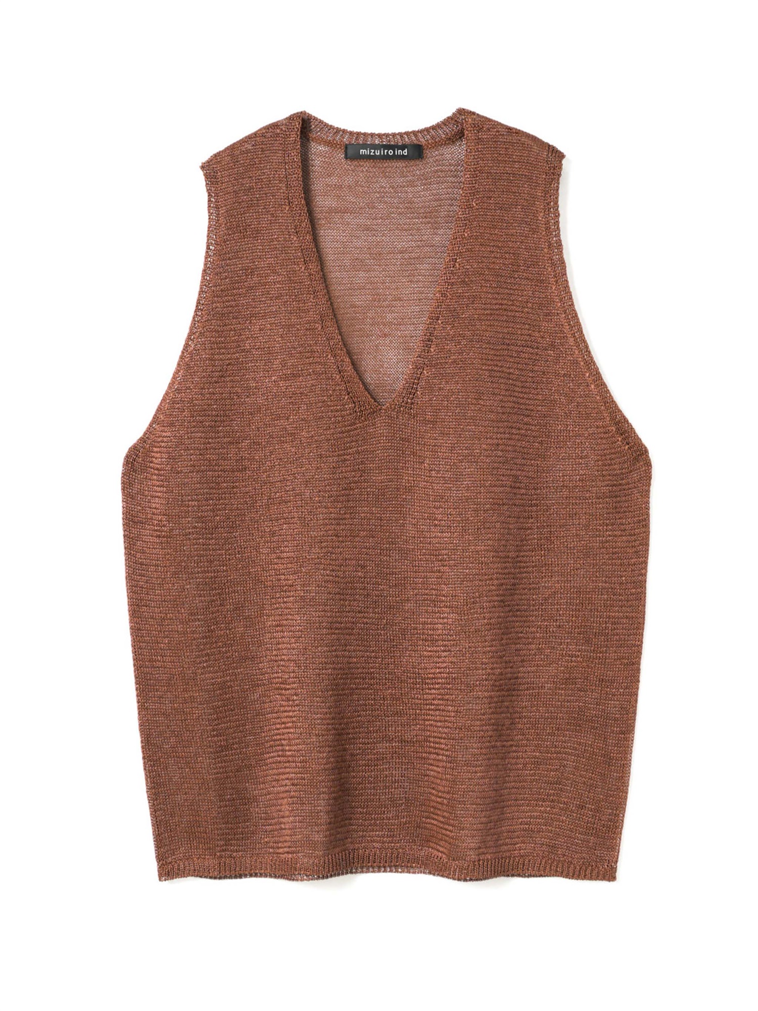 wide V neck vest(brown 44-Free)