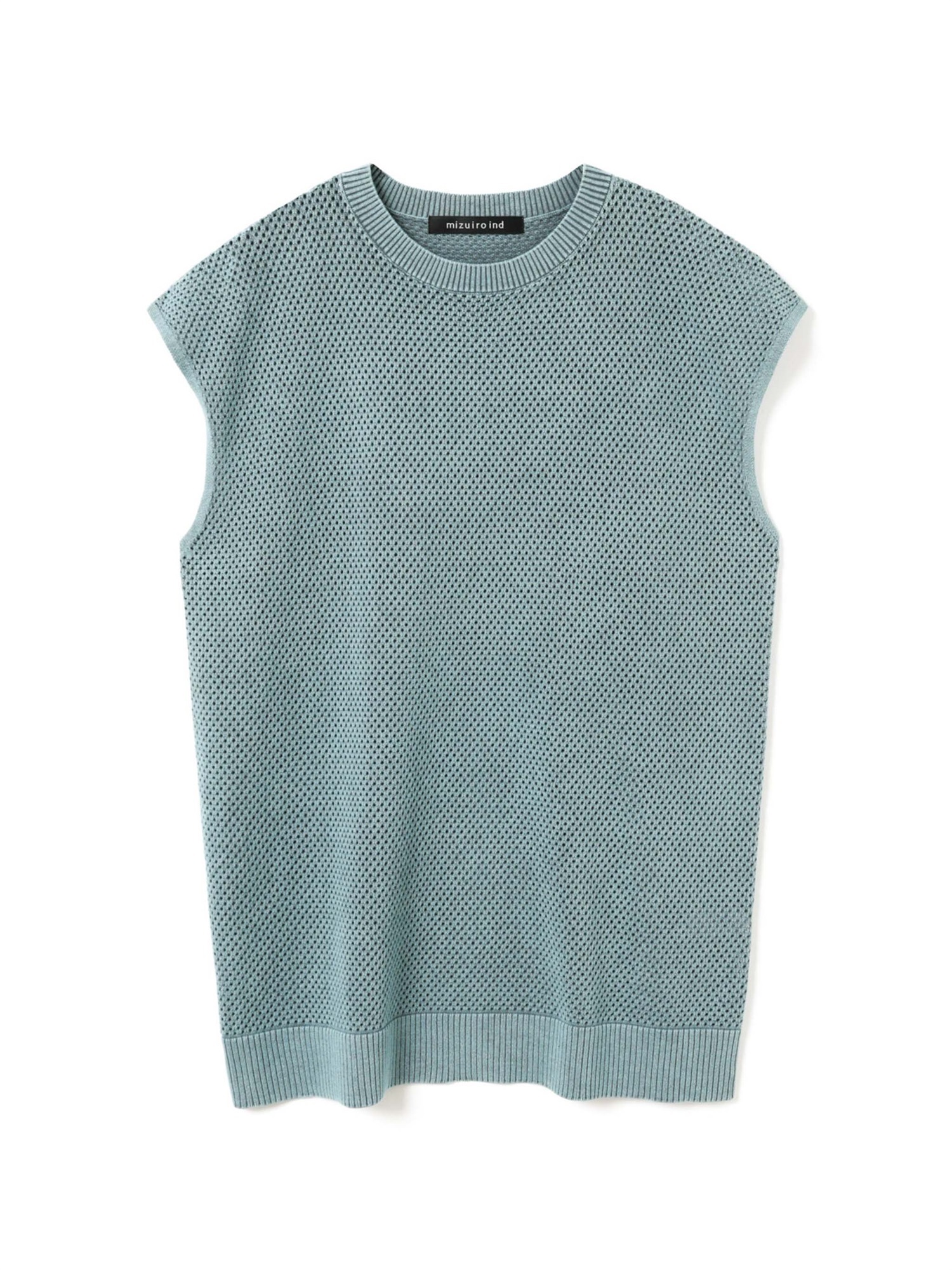 stone wash mesh long vest | 1-220067(l.blue 30-Free)