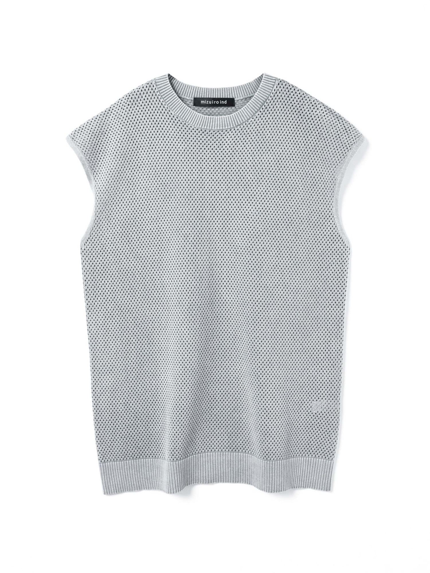 stone wash mesh long vest | 1-220067(gray 91-Free)