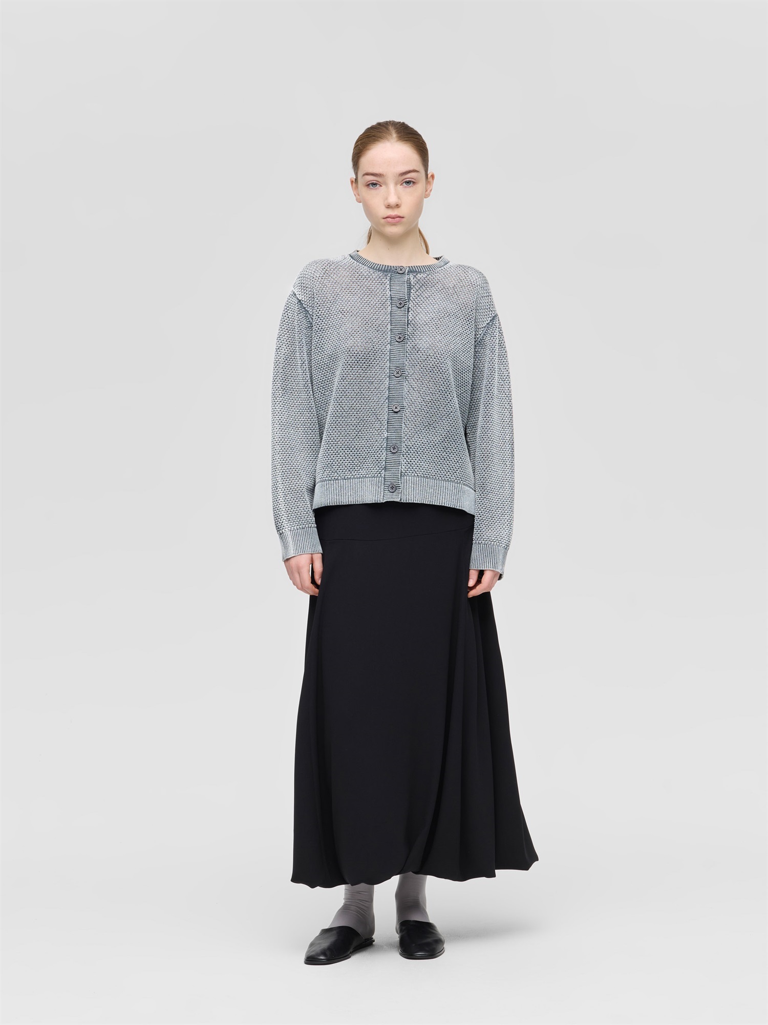 stone wash mesh crew neck C/D | 1-220068