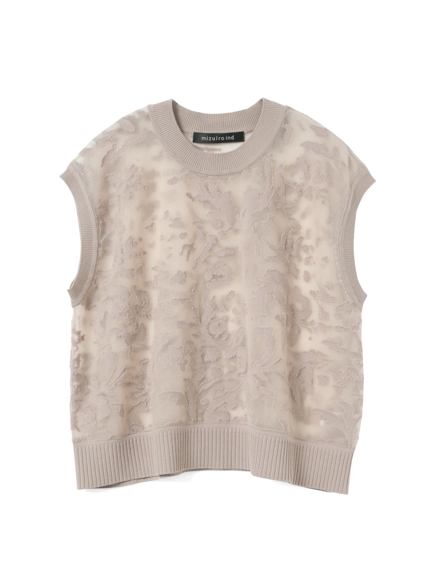mesh embroidery short vest | 1-220072(beige 20-Free)