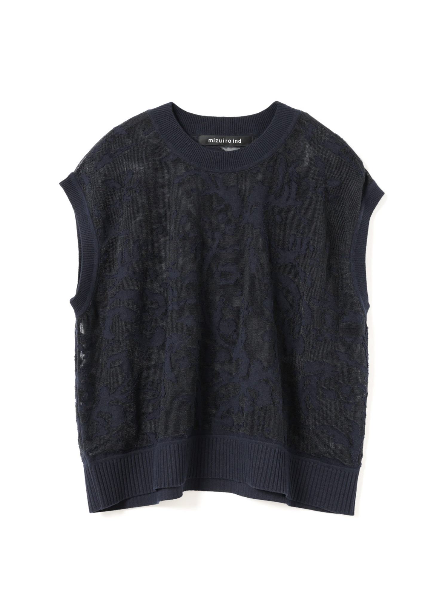 mesh embroidery short vest | 1-220072(navy 77-Free)