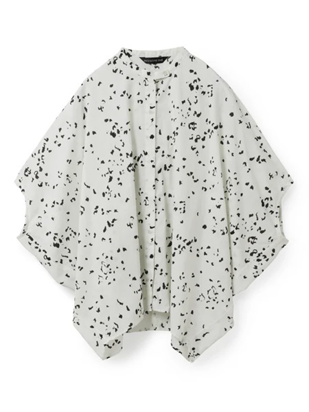 print stand collar cocoon shirt | 1-230133(ivory 12-Free)