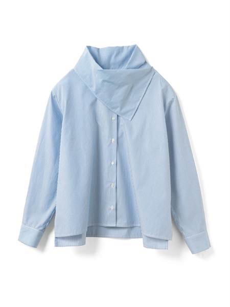 stripe scarf collar shirt | 1-230149(blue 31-Free)