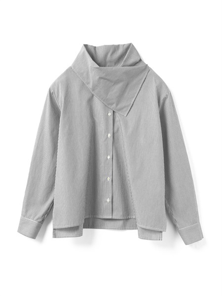 stripe scarf collar shirt | 1-230149(black 99-Free)