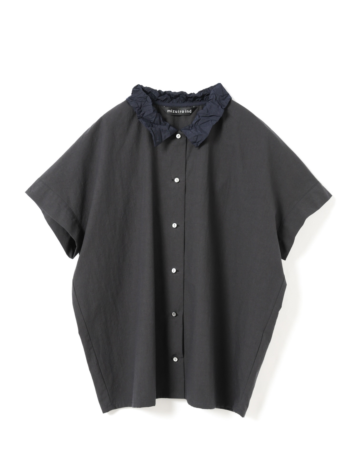 washer collar wide shirt | 1-230155(navy 77-Free)