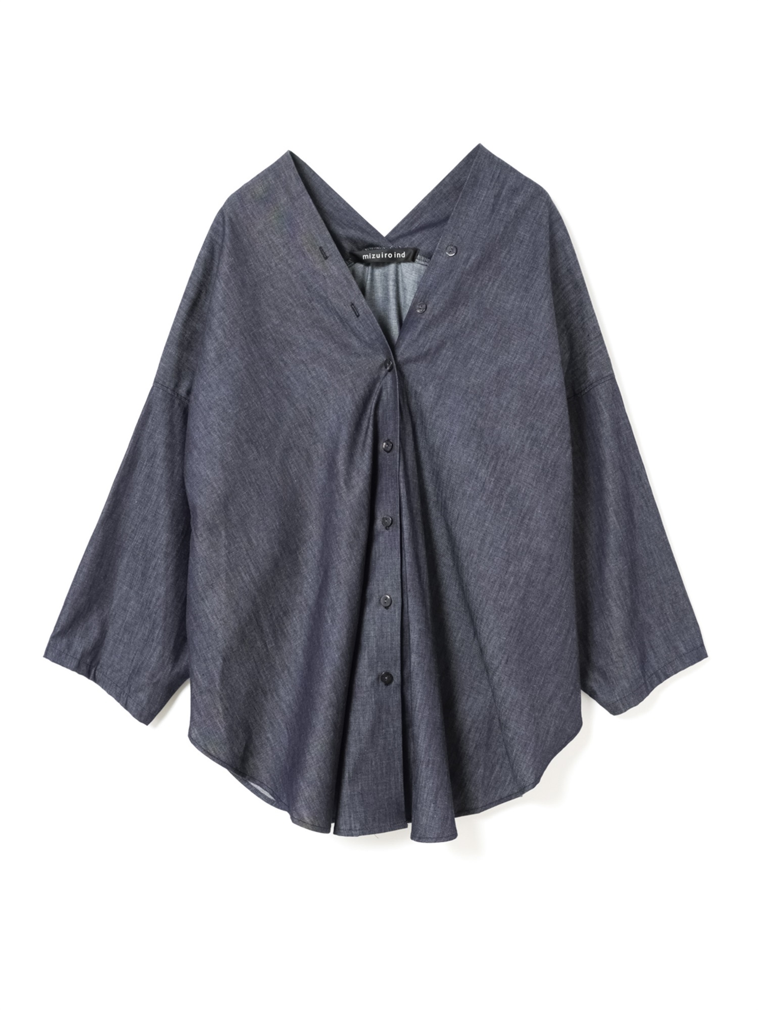 V neck denim shirt | 1-230156(indigo 96A-Free)