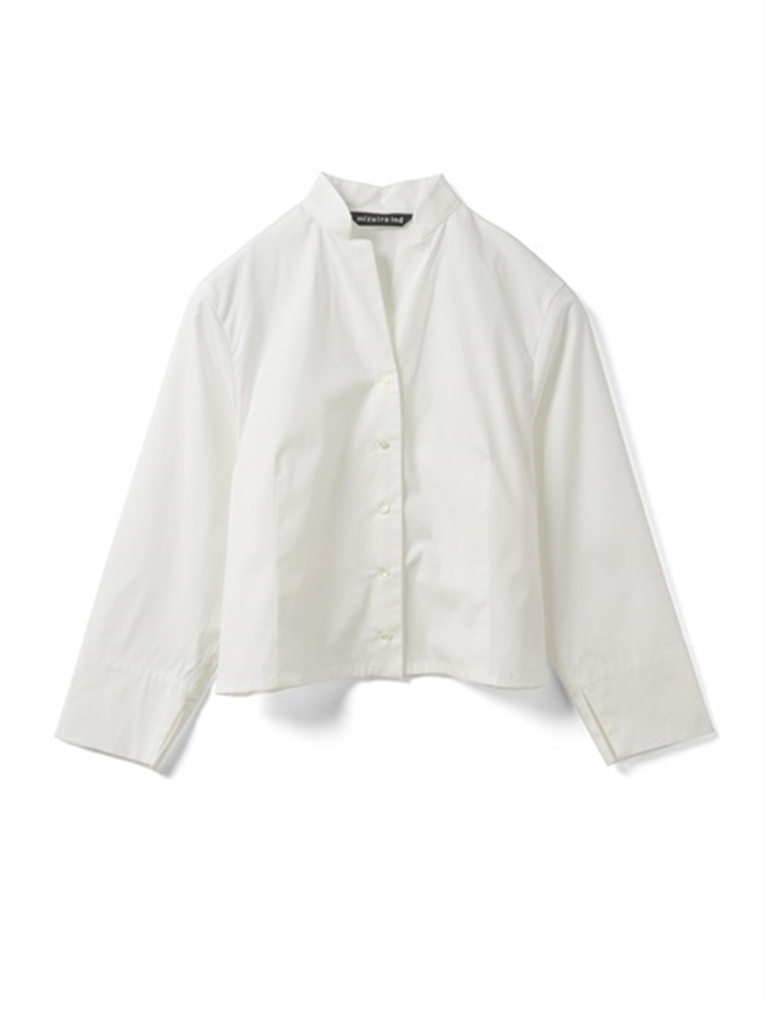 stand collar short shirt | 1-230165(off white 11-Free)