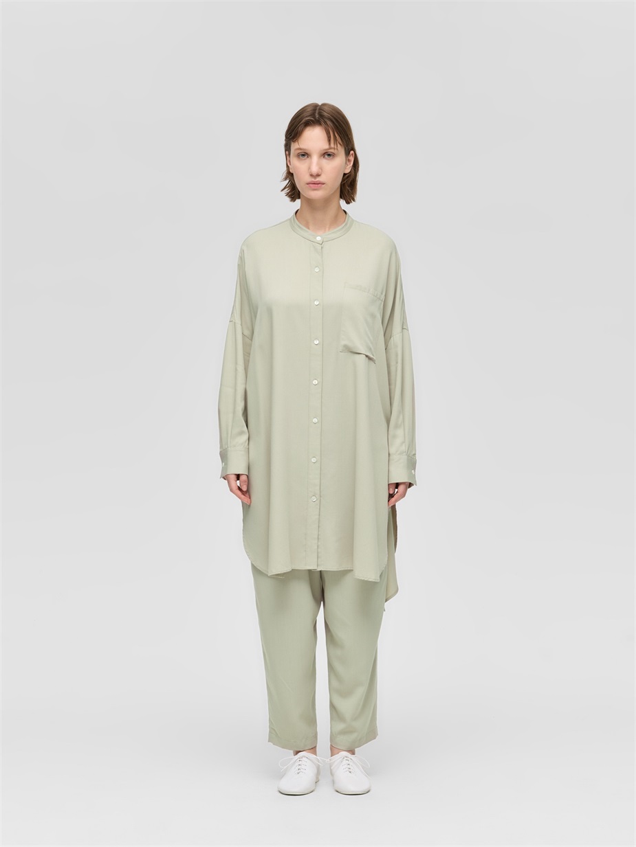 T/R band collar long shirt | 1-230169