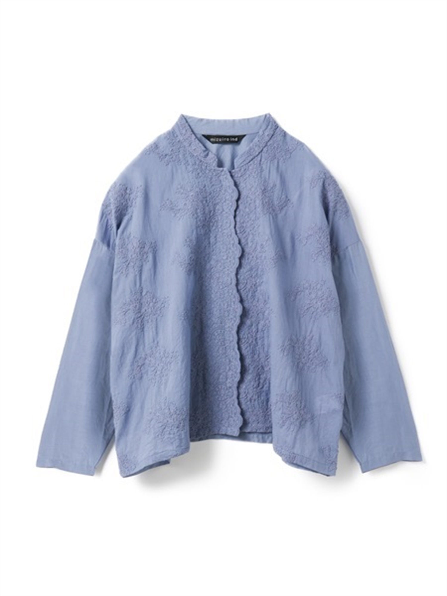 lace stand collar wide shirt | 1-239005(s.blue 30-Free)