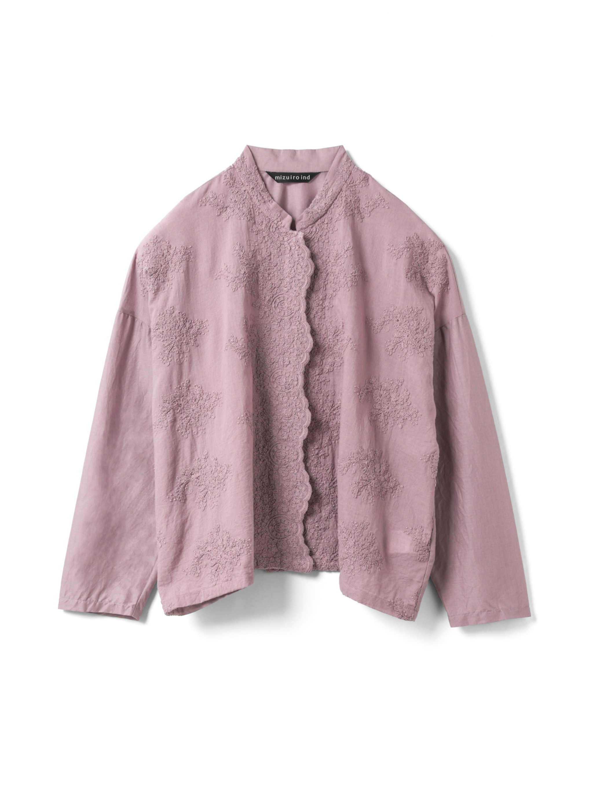 lace stand collar wide shirt | 1-239005(pink 41-Free)