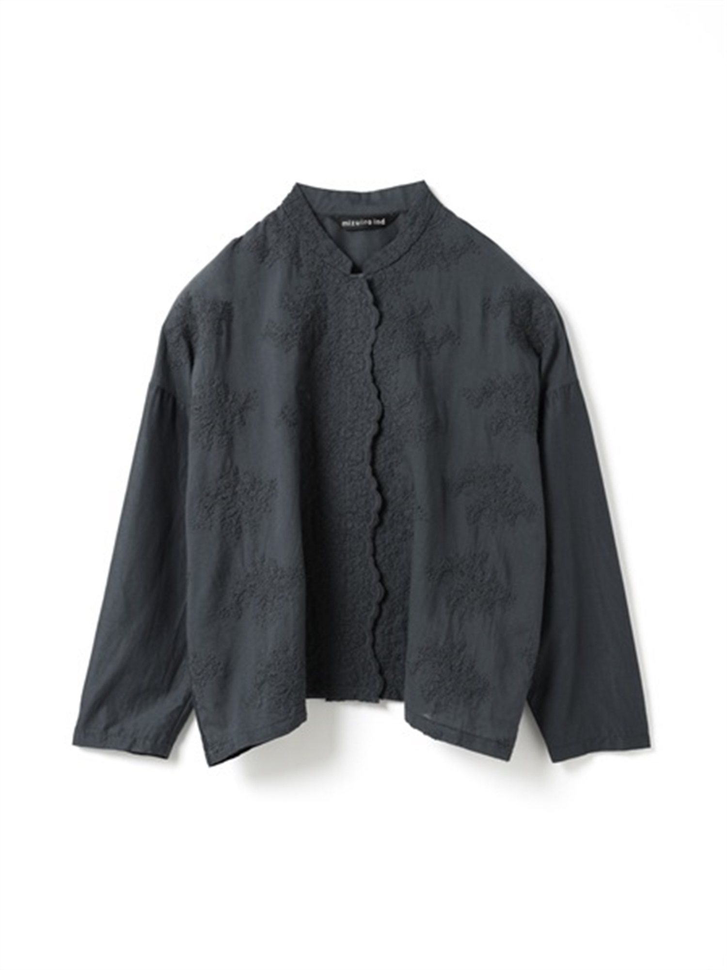 lace stand collar wide shirt | 1-239005(c.gray 92-Free)