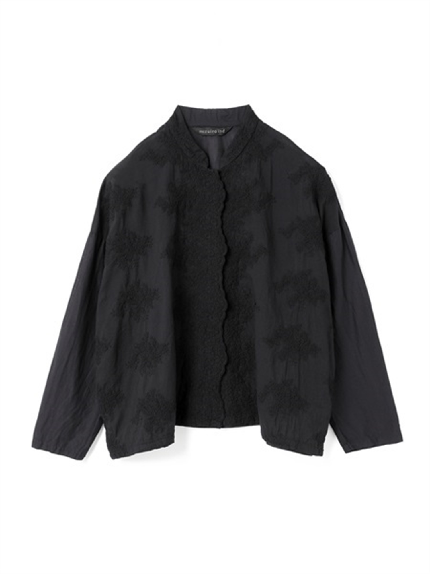 lace stand collar wide shirt | 1-239005(black 99)