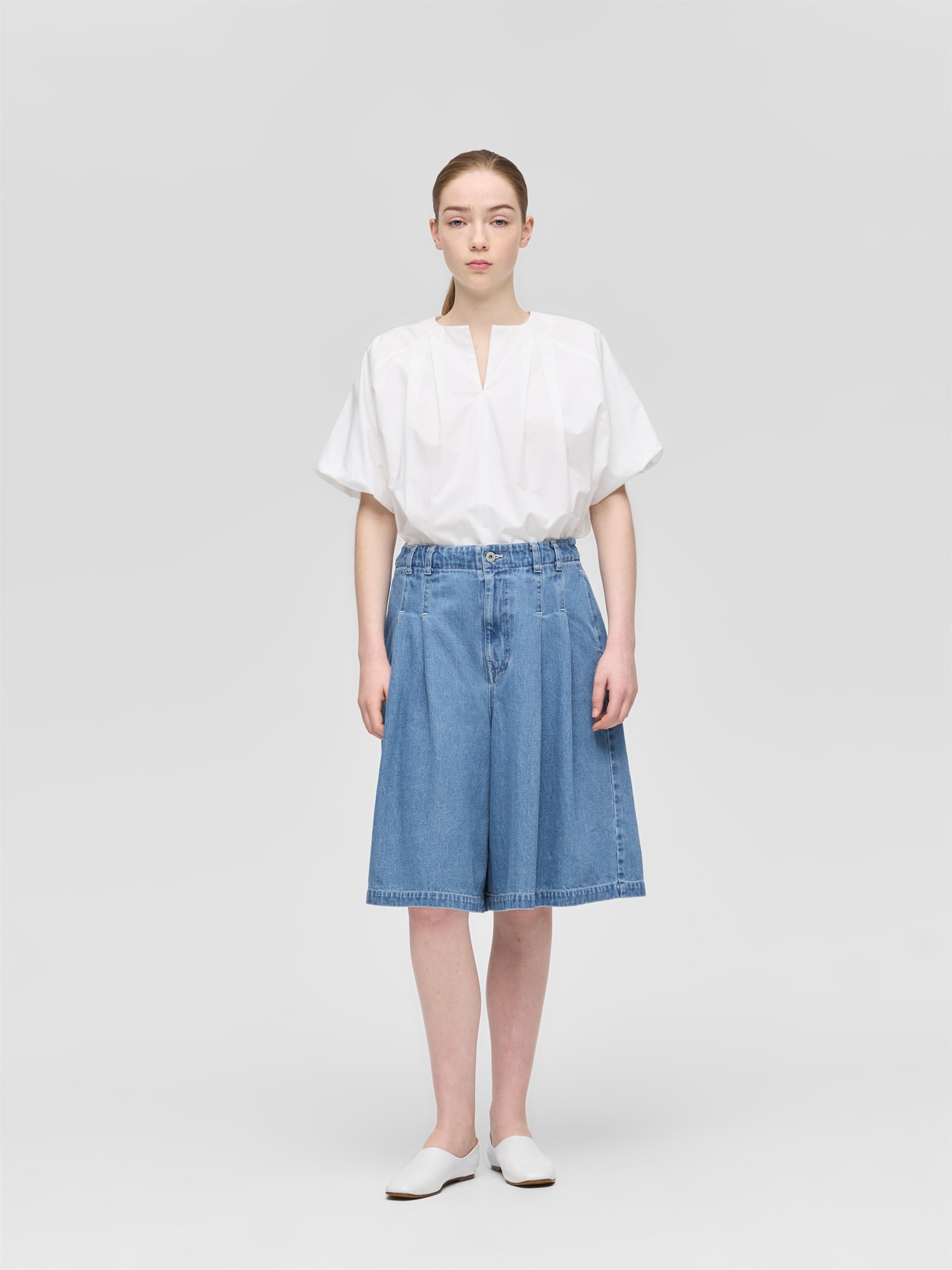 high waist wide half PT | 1-260096BL