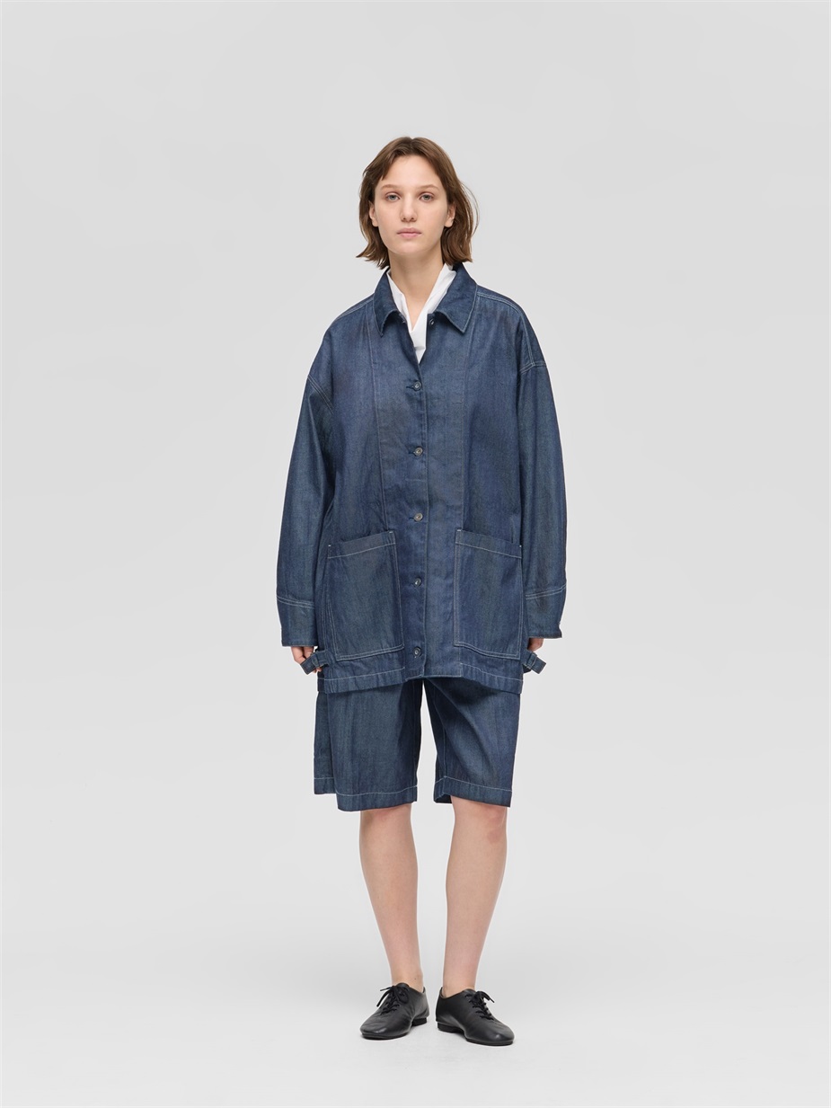 wide denim coverall | 1-270039BL