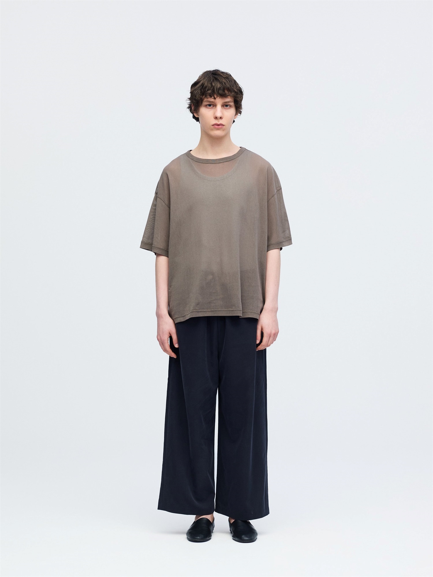 mesh crew neck T shirt | 1-510011-m