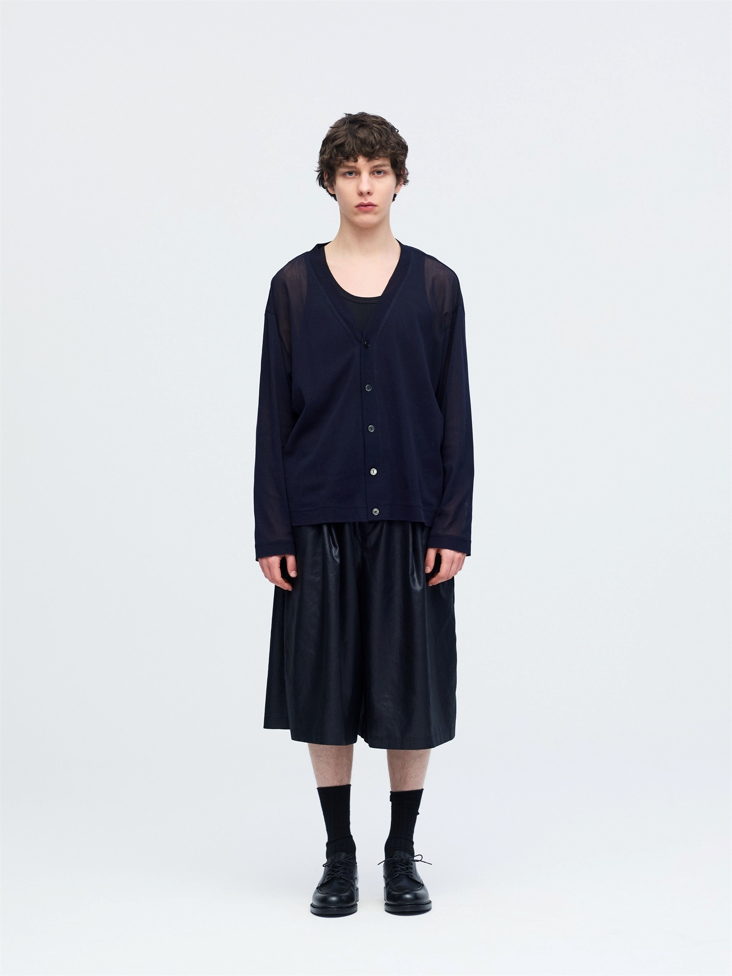 mesh V neck cardigan | 1-510012-m