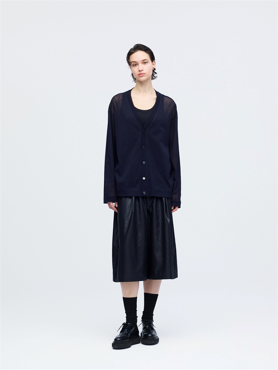 mesh V neck cardigan | 1-510012-w