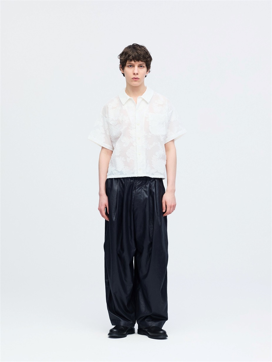 jacquard open collar shirt | 1-530021-m