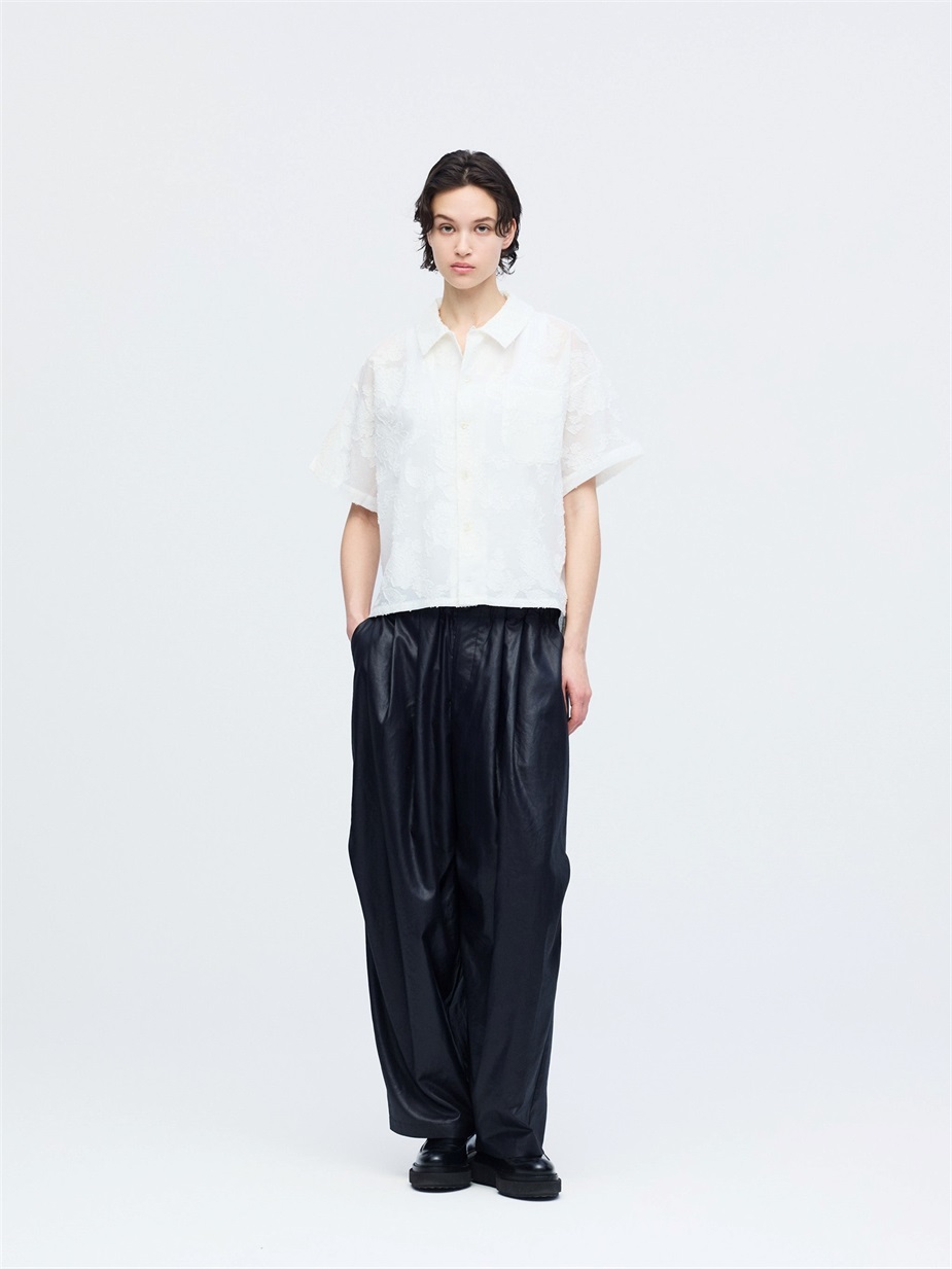 jacquard open collar shirt | 1-530021-w