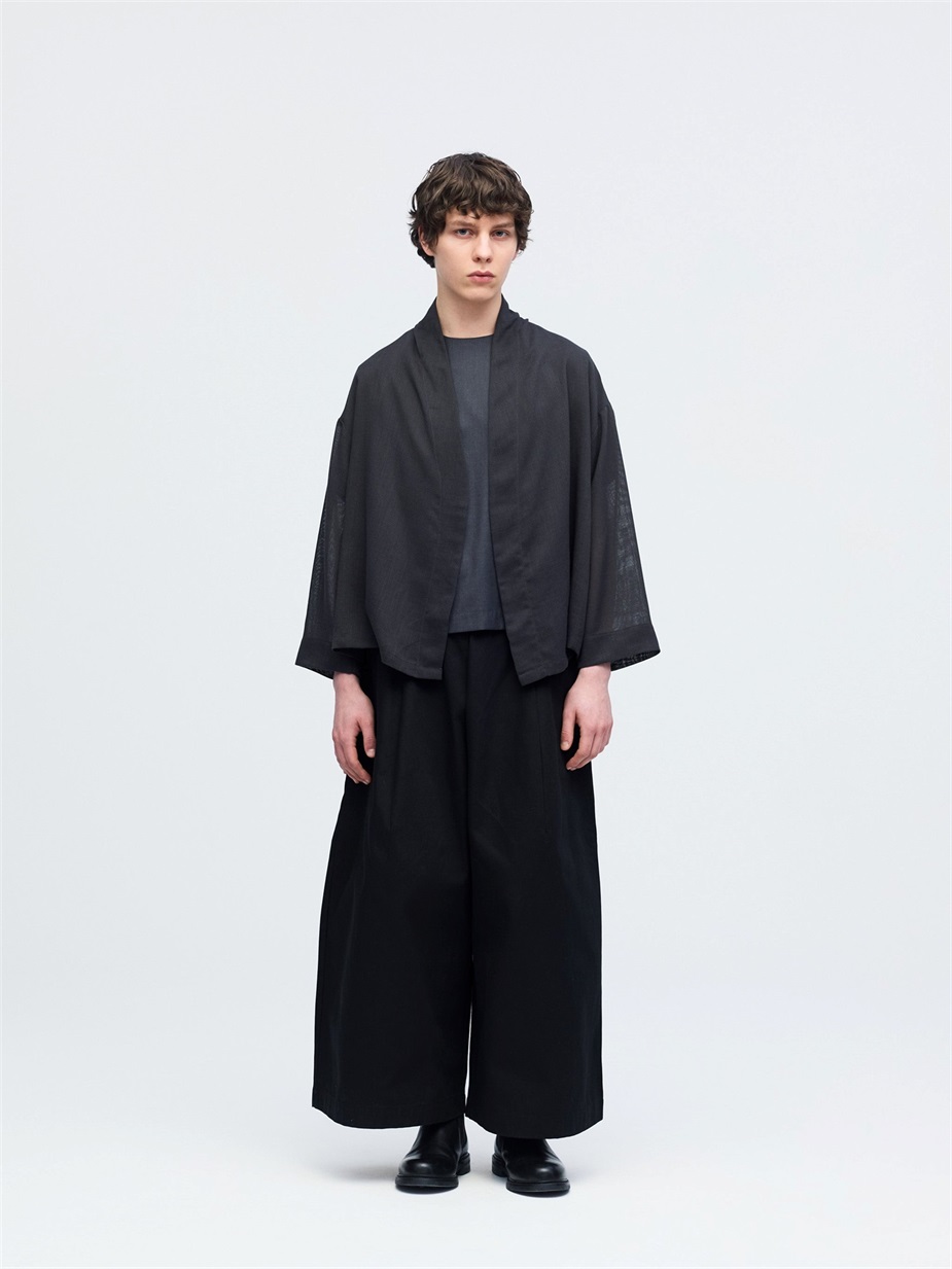 mesh drape collar cardigan | 1-530025-m