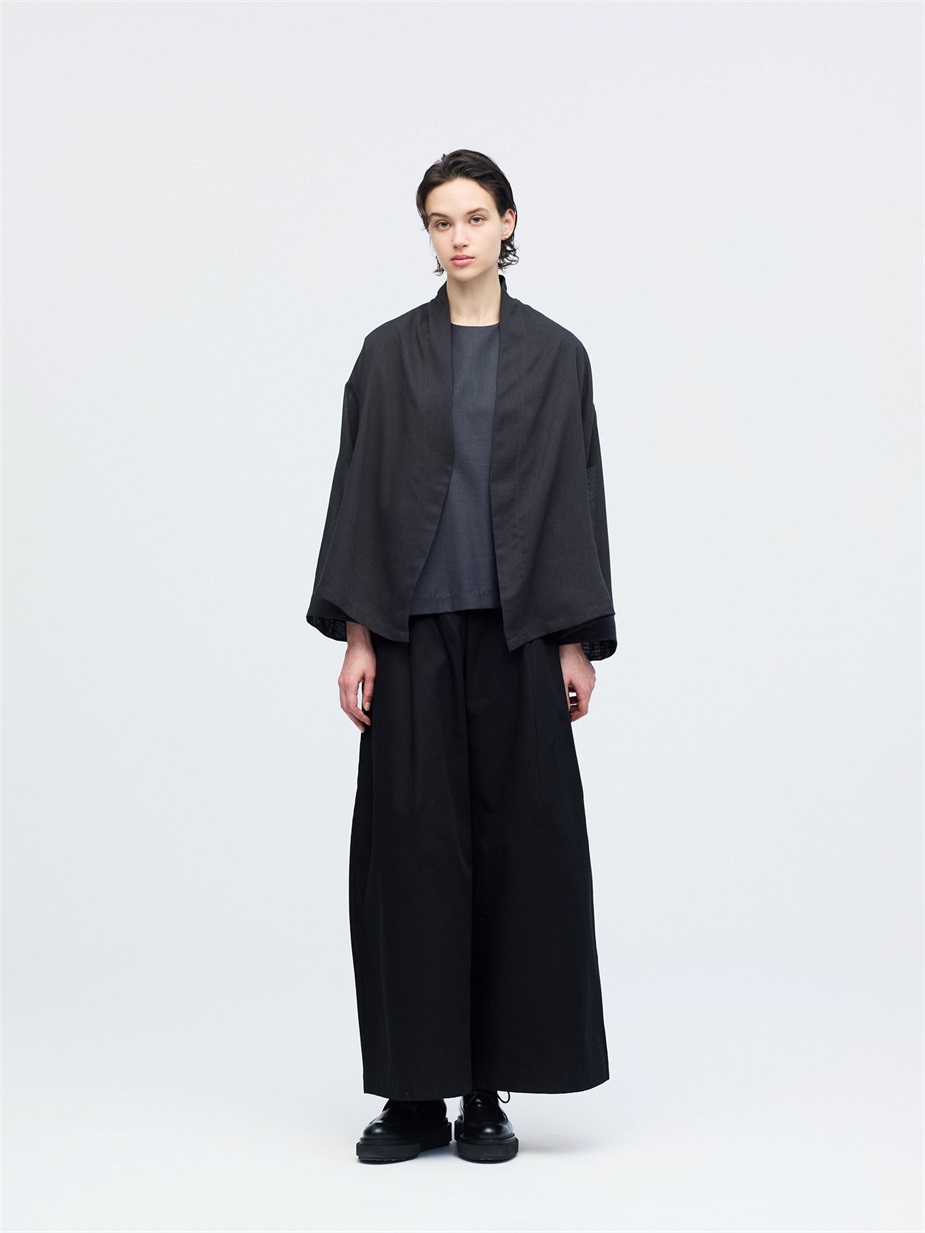 mesh drape collar cardigan | 1-530025-w