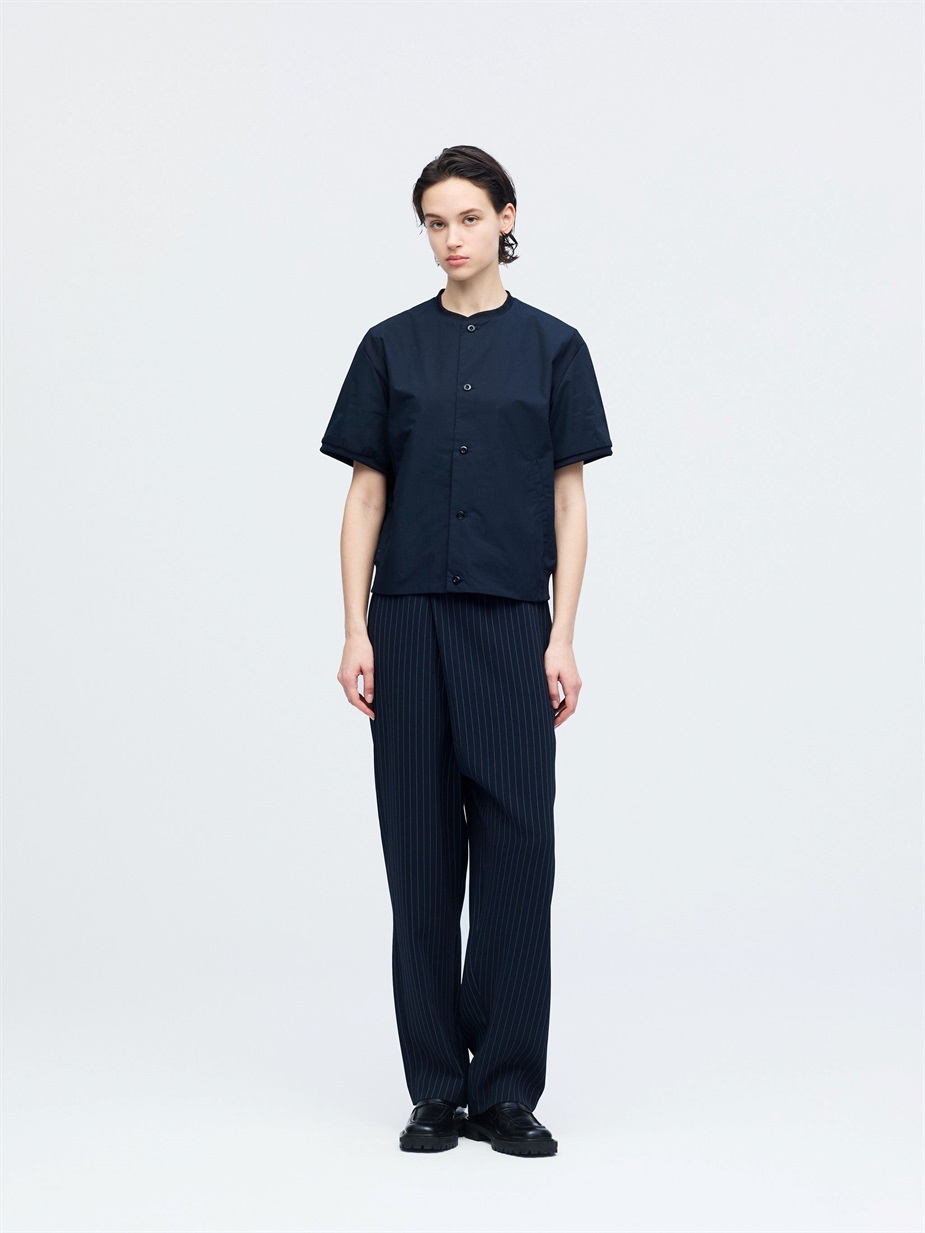 half slv rib collar shirt | 1-530026-w