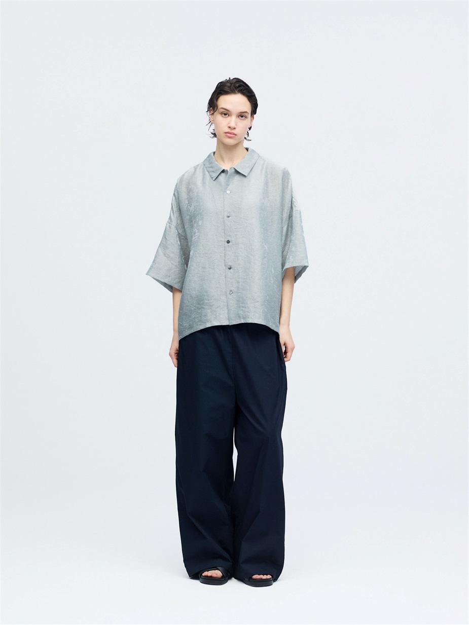 jacquard wide shirt | 1-530028-w