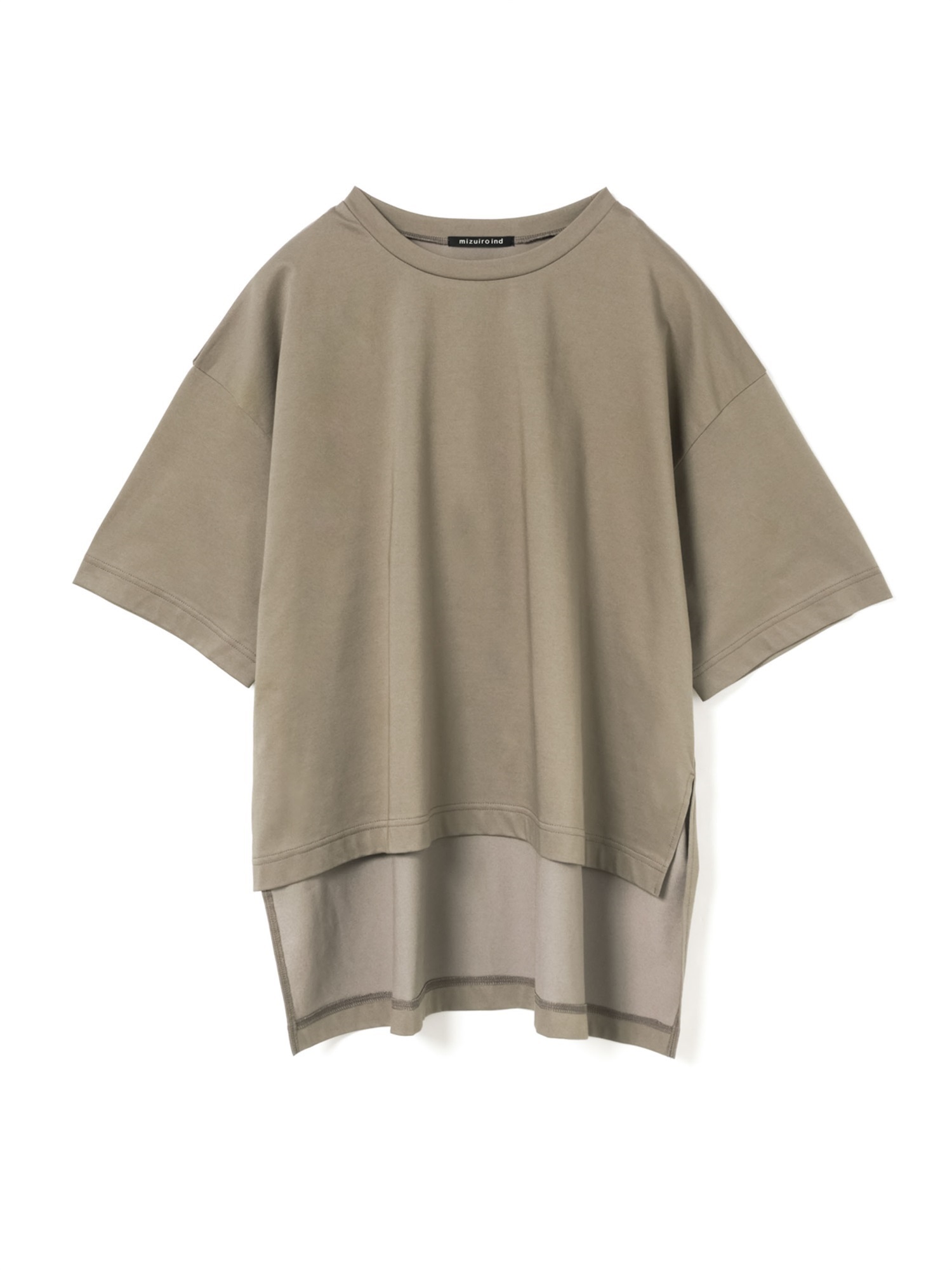 side slit wide tunic T shirt | 2-210127(beige 20-Free)