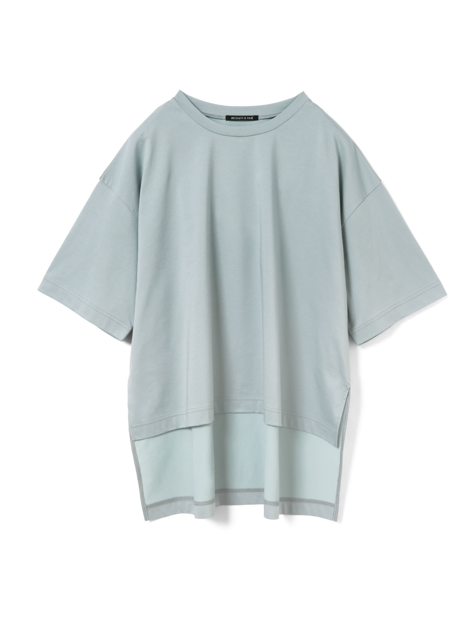 side slit wide tunic T shirt | 2-210127(blue 31-Free)