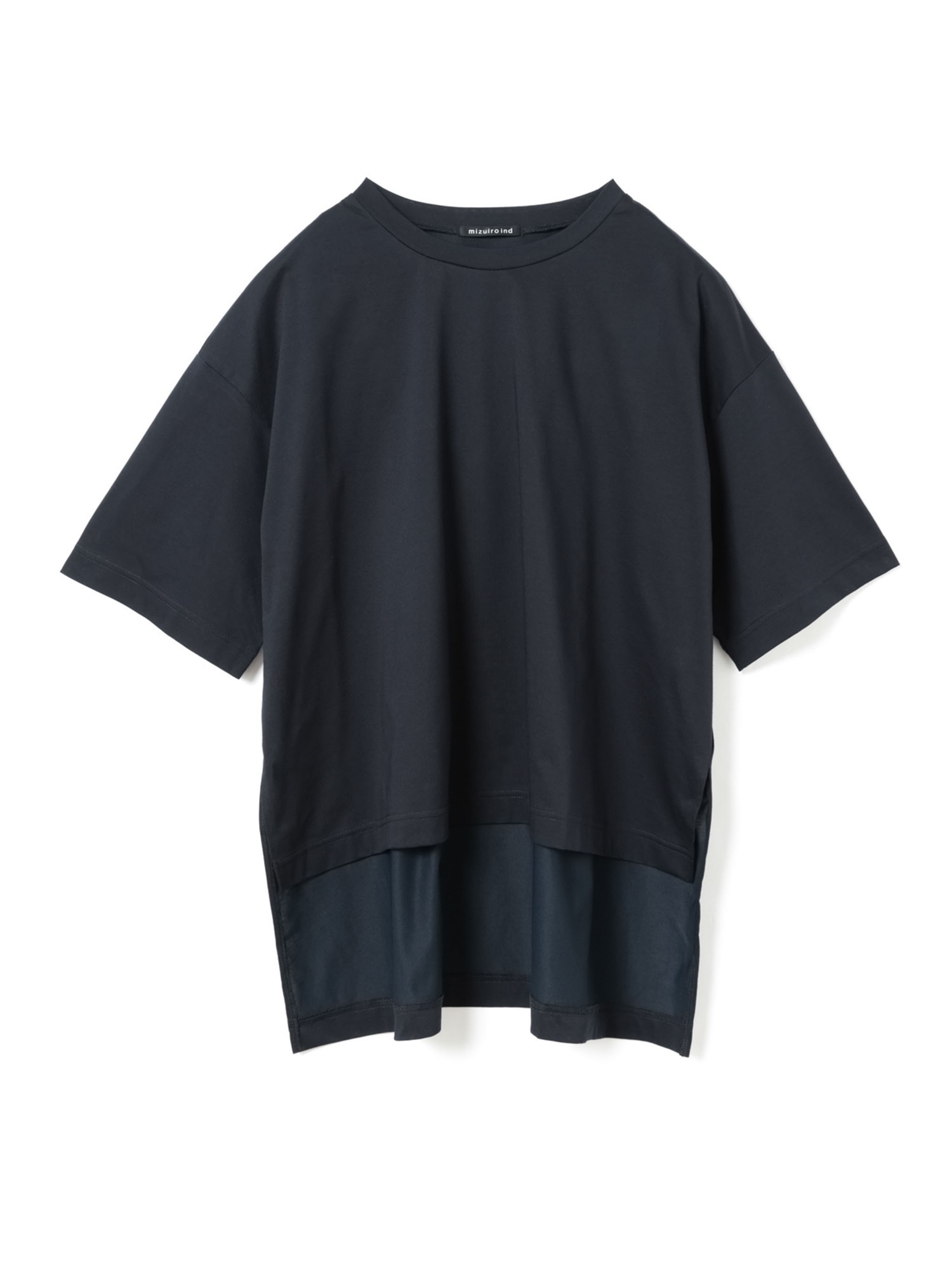 side slit wide tunic T shirt | 2-210127(navy 77-Free)