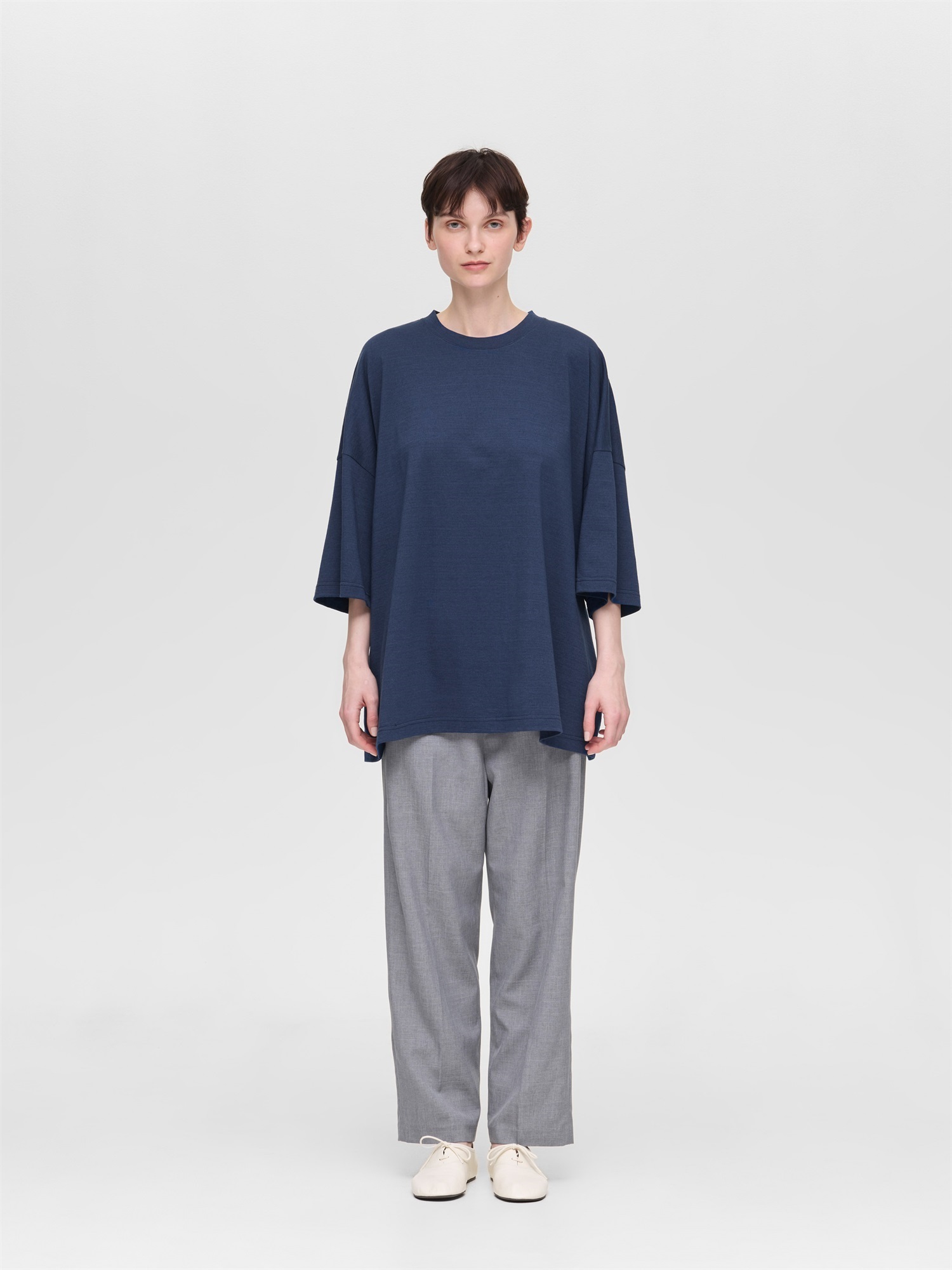 crew neck wide tunic | 2-210139