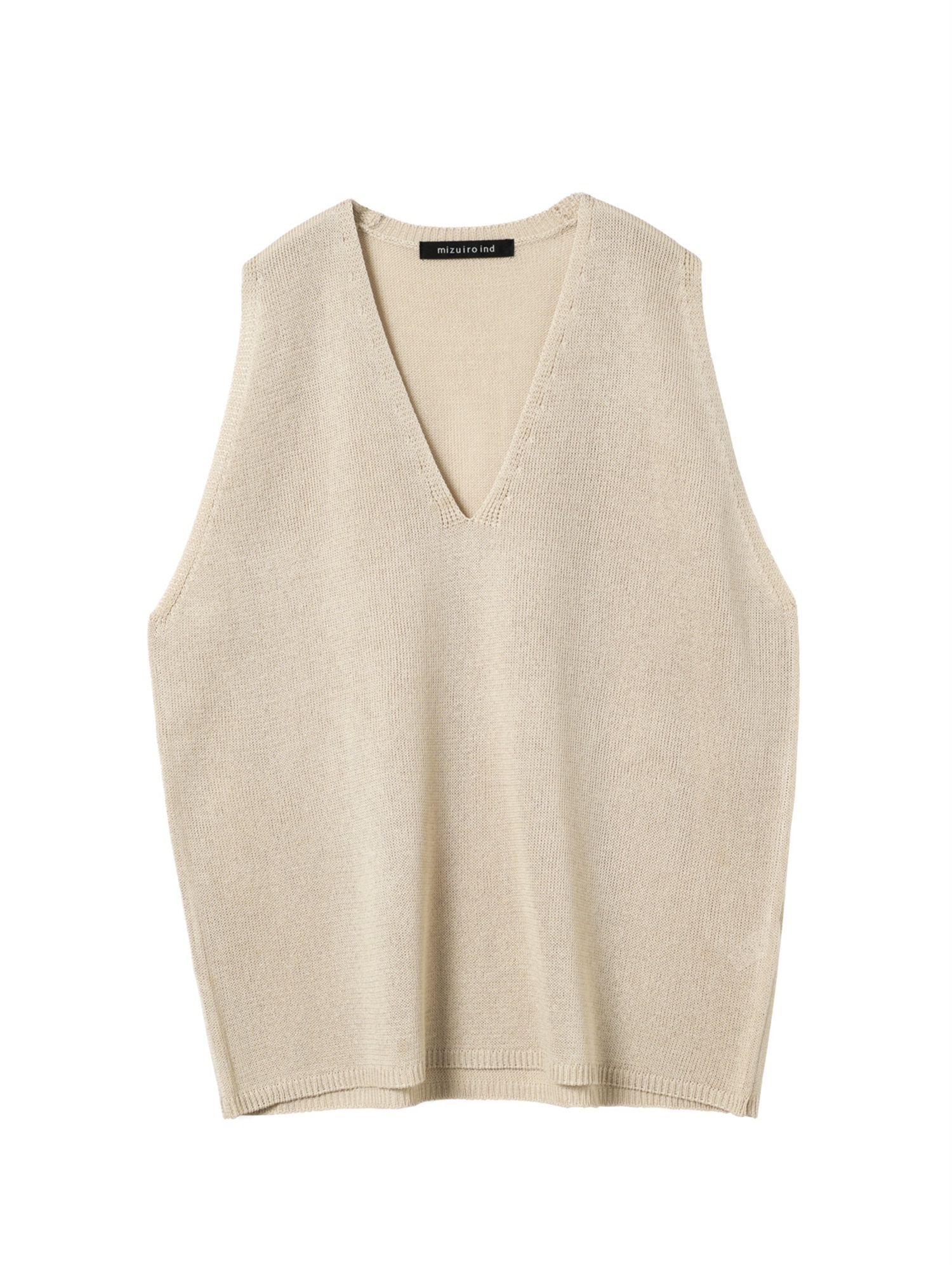 linen like V neck wide vest | 2-220047(ivory 12-Free)