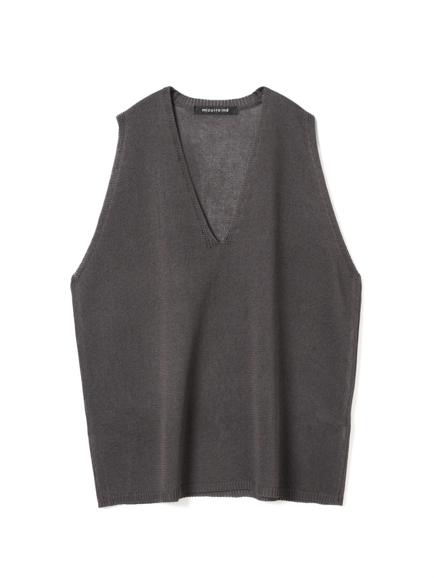 linen like V neck wide vest | 2-220047(c.gray 92-Free)
