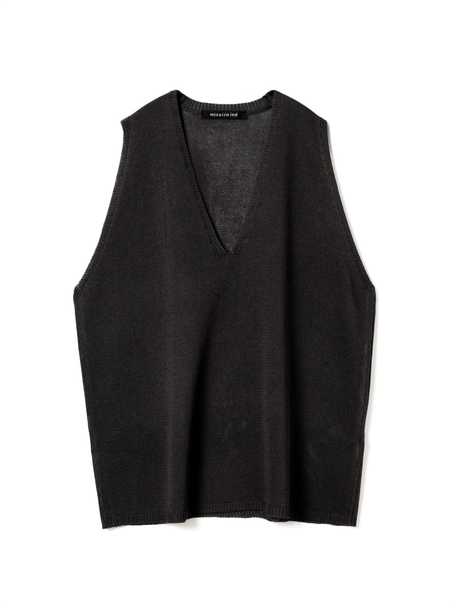 linen like V neck wide vest | 2-220047(black 99-Free)