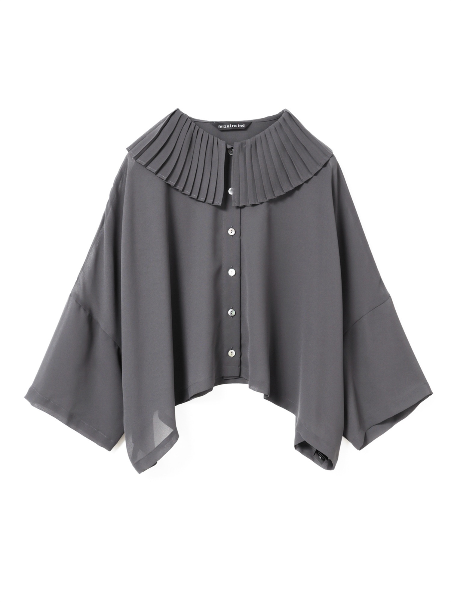 pleats collar wide shirt | 2-230117(c.gray 92-Free)