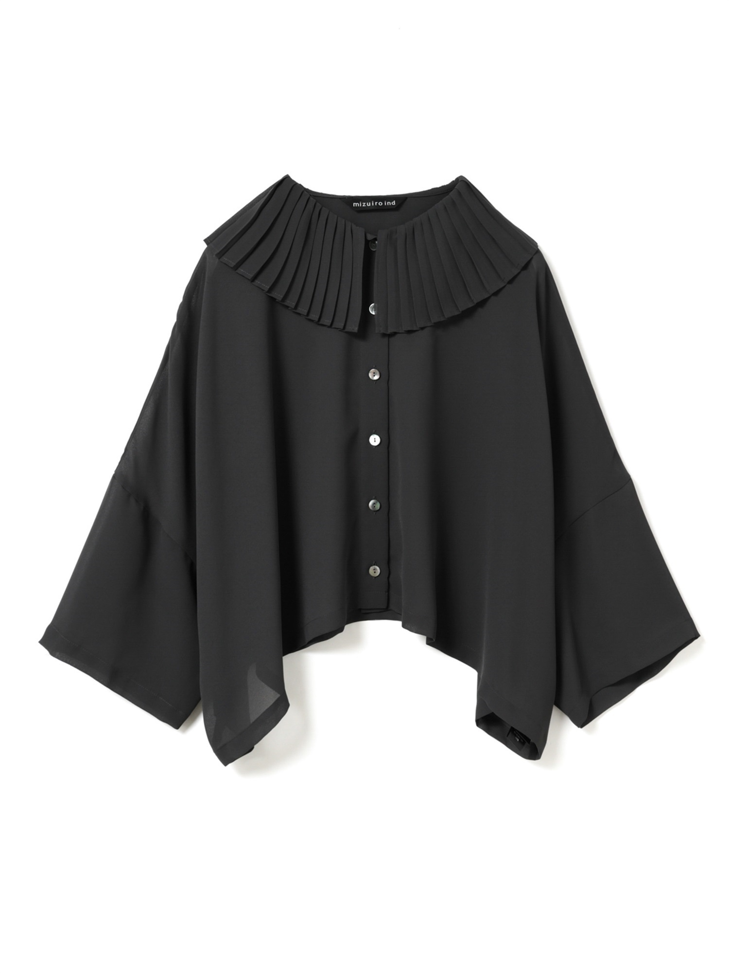 pleats collar wide shirt | 2-230117(black 99-Free)