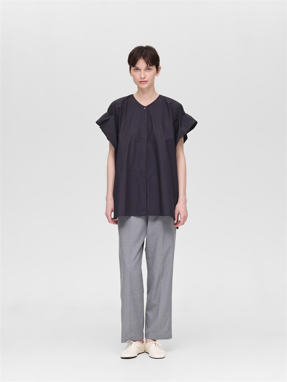 V neck wide tunic shirt | 2-230118A