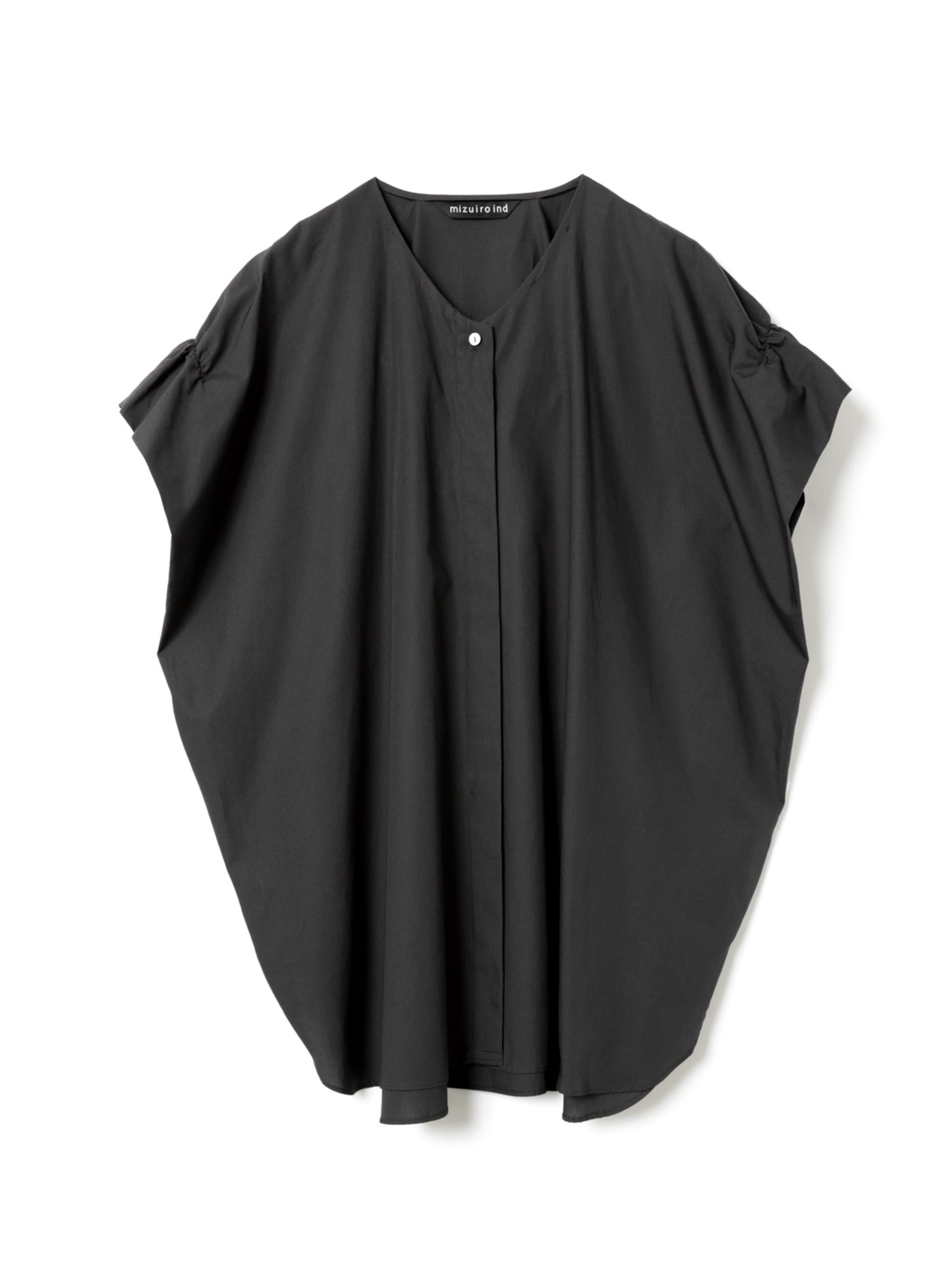 V neck wide tunic shirt | 2-230118A(black 99-Free)