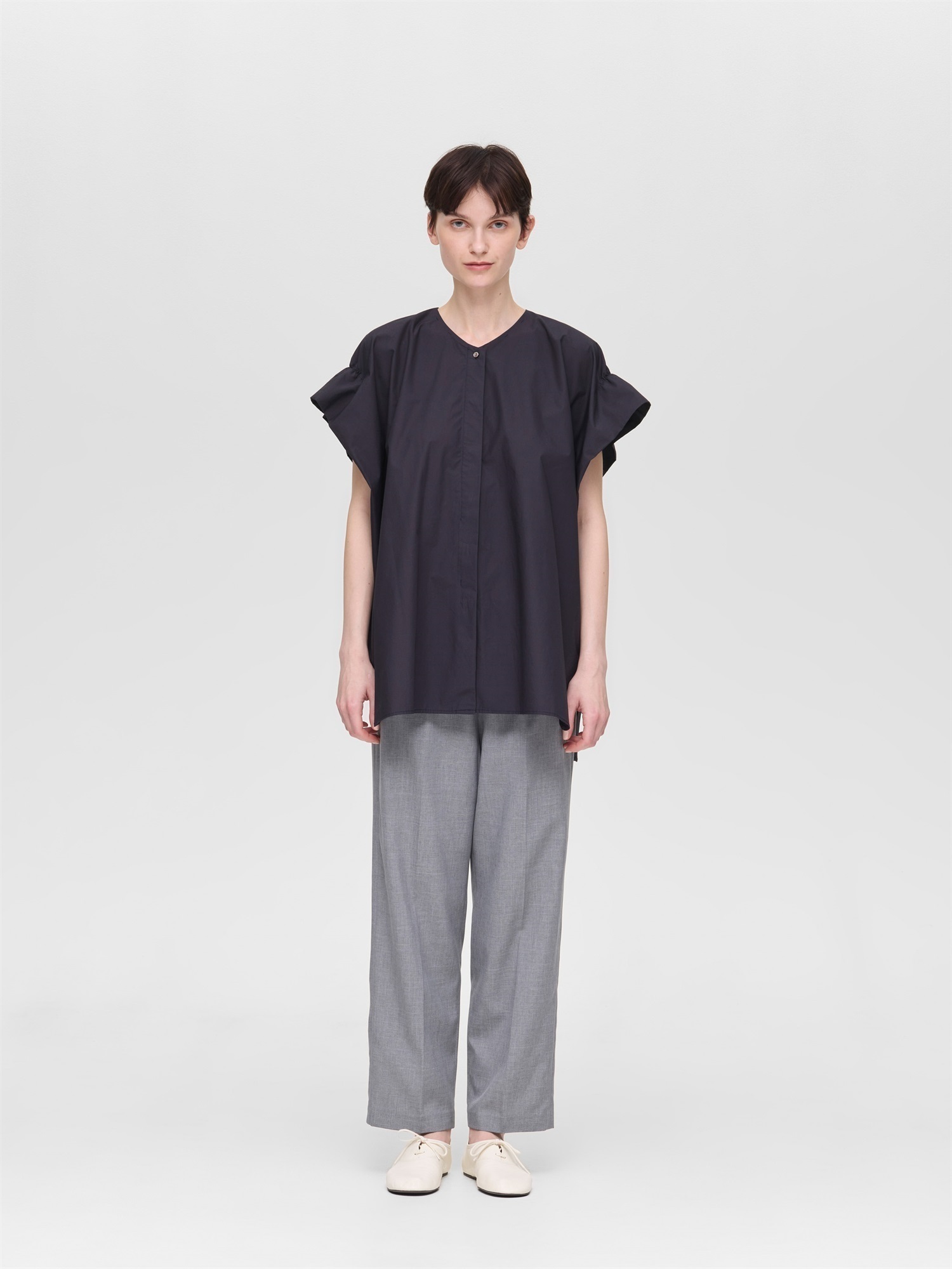 V neck wide tunic shirt | 2-230118