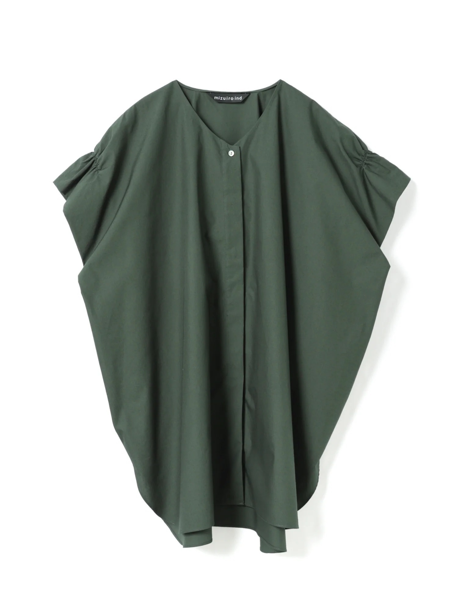 V neck wide tunic shirt | 2-230118(green 22-Free)