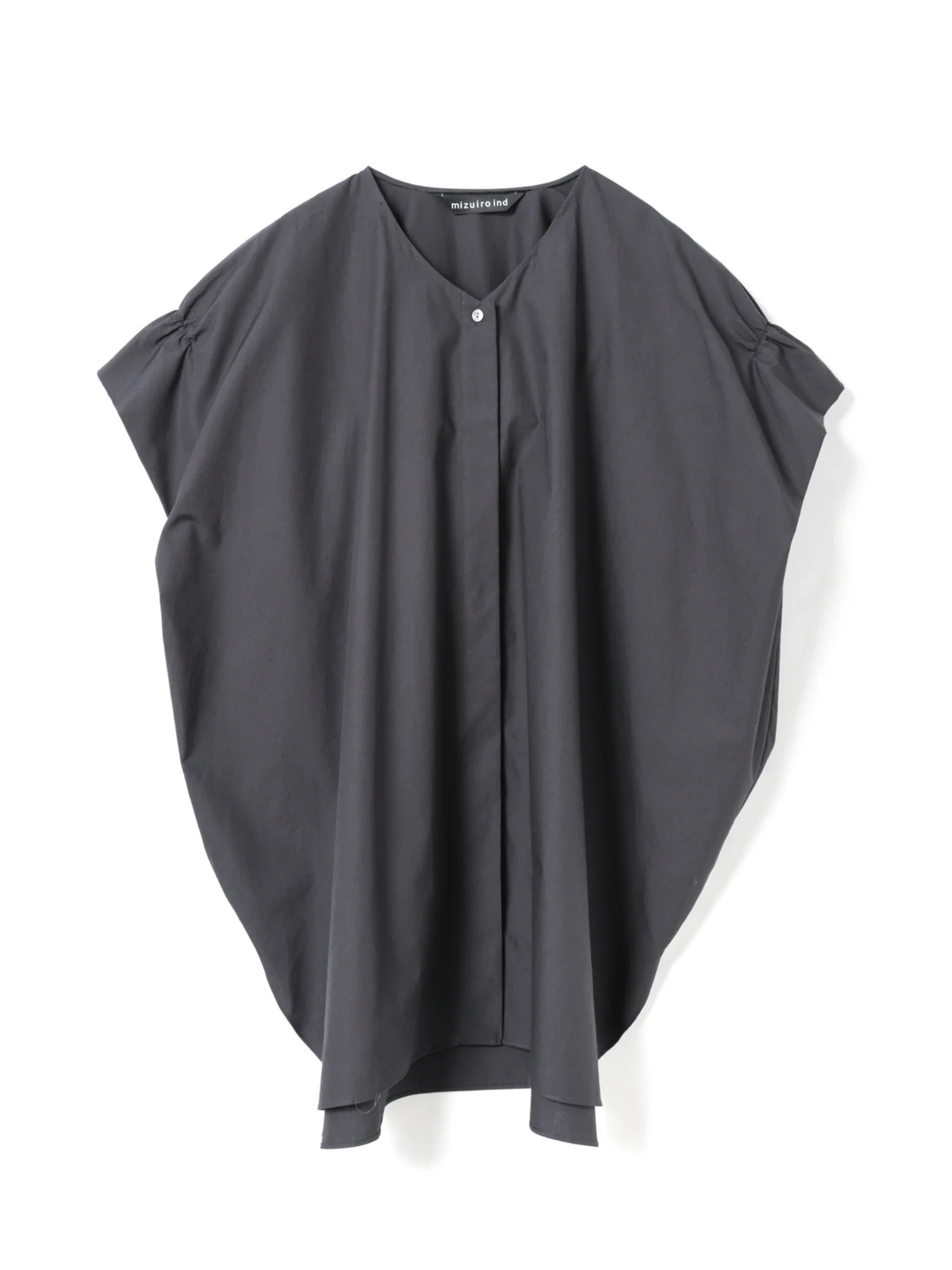 V neck wide tunic shirt | 2-230118(navy 77-Free)
