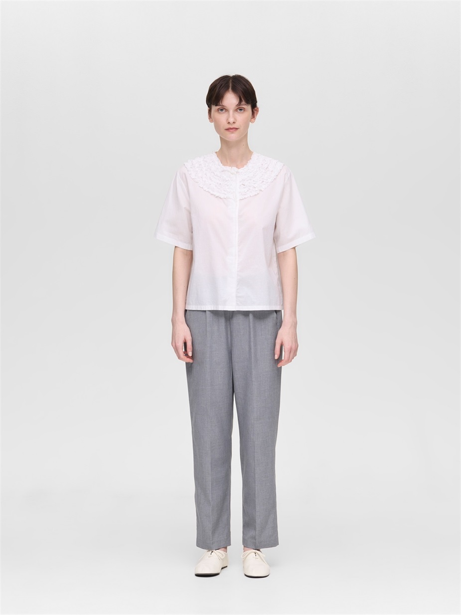 frill design crew neck shirt | 2-230119
