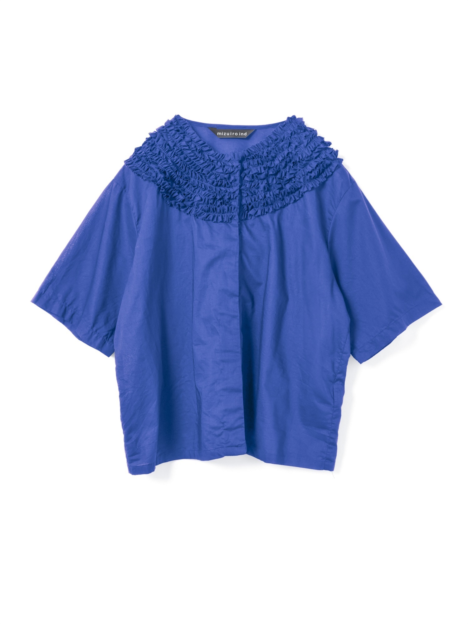 frill design crew neck shirt | 2-230119(blue 31)