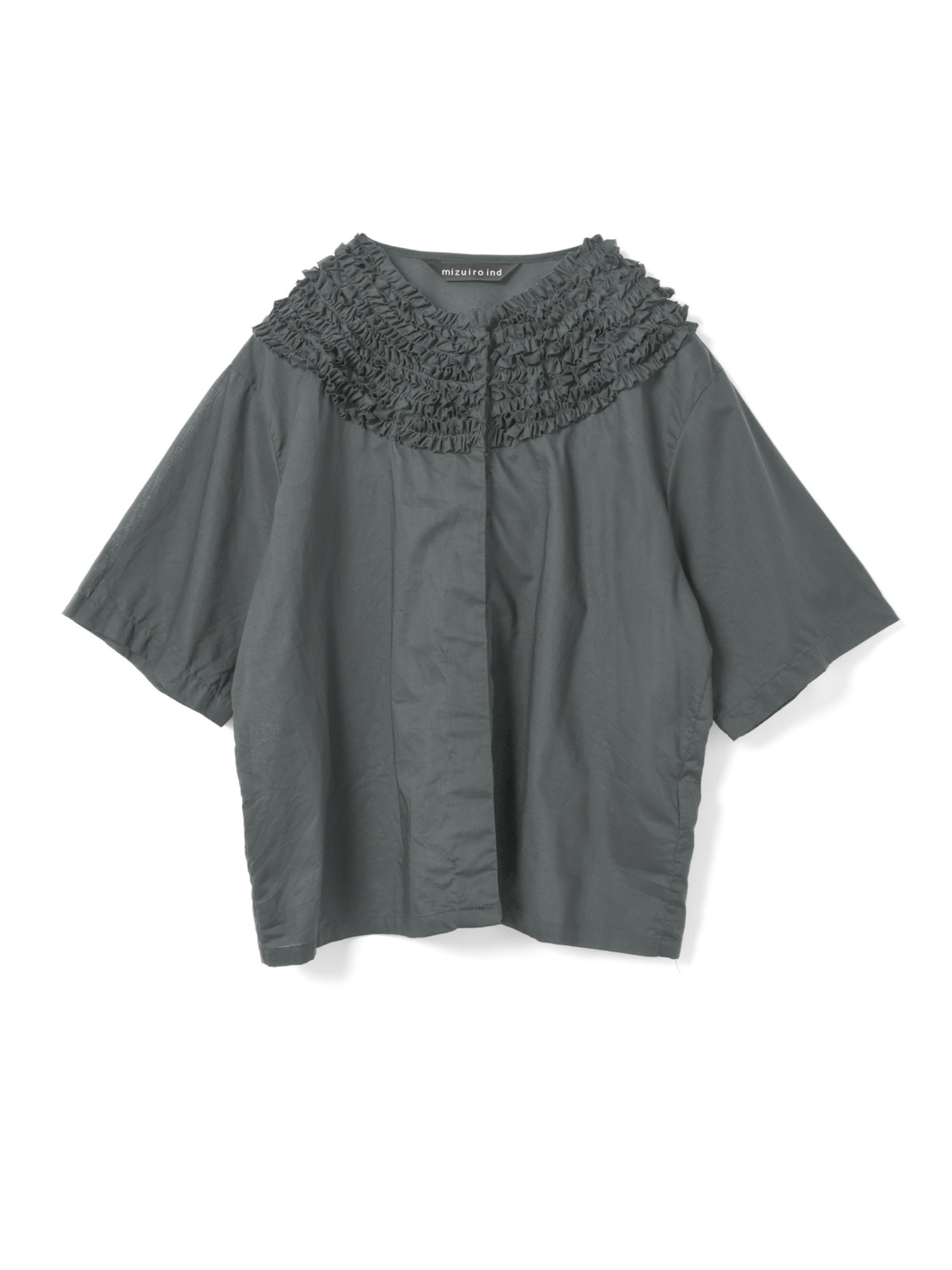 frill design crew neck shirt | 2-230119(c.gray 92)