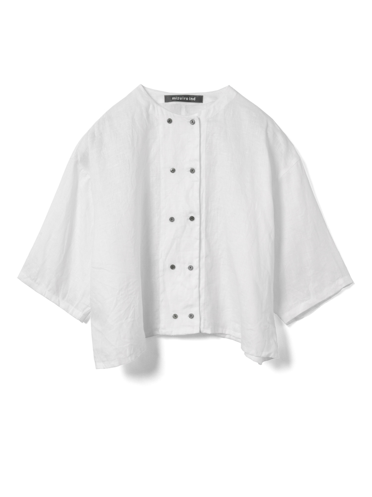linen double crew neck shirt | 2-230123(off white 11-Free)