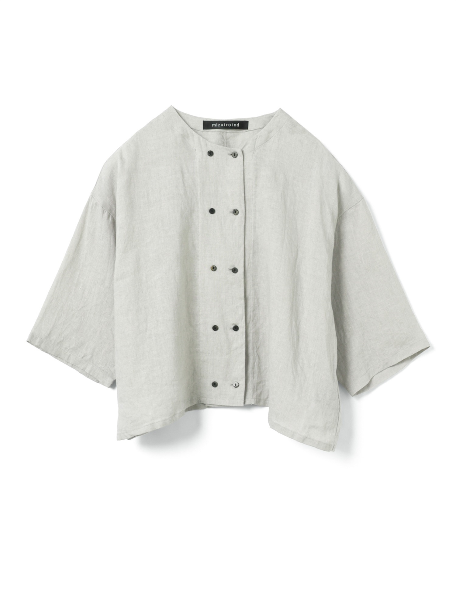 linen double crew neck shirt | 2-230123(l.gray 91)